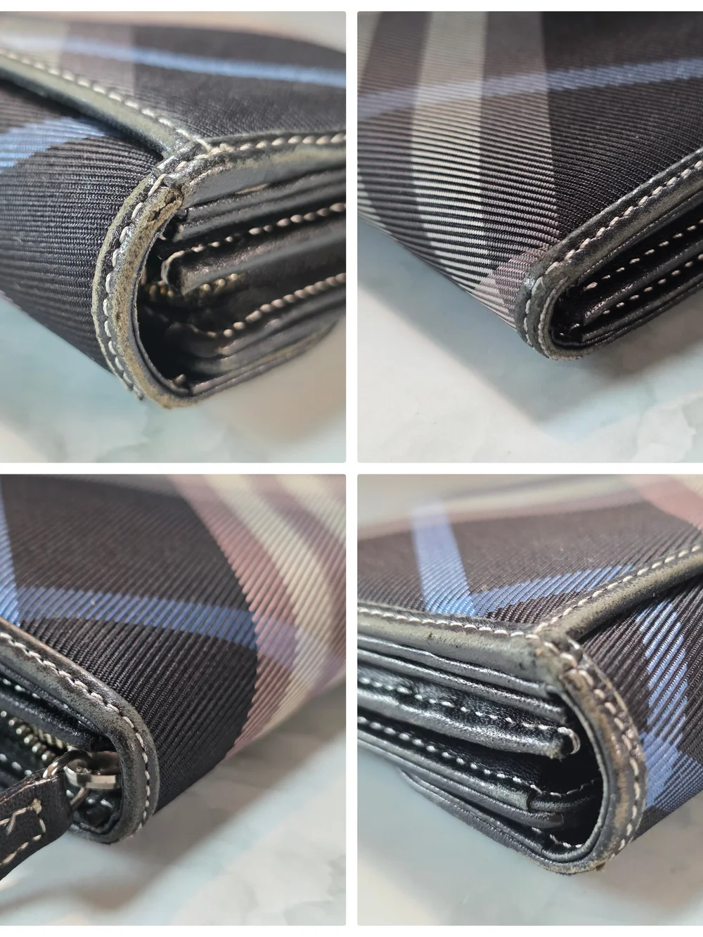 Burberry Blue Label Nova Check Continental Wallet Black Blue